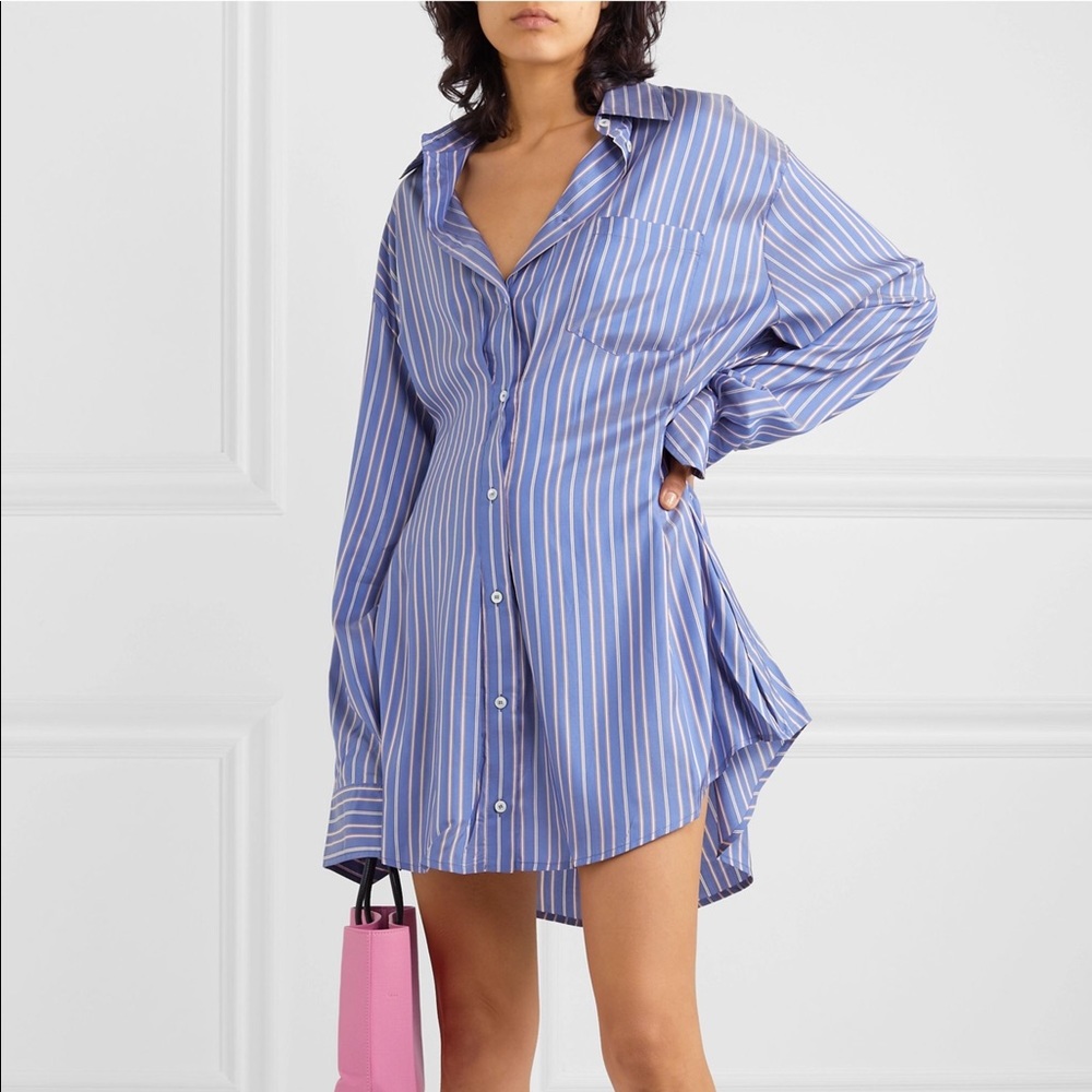 Unravel Project Stripe Silk Shirt Dress - Picture 1 of 7